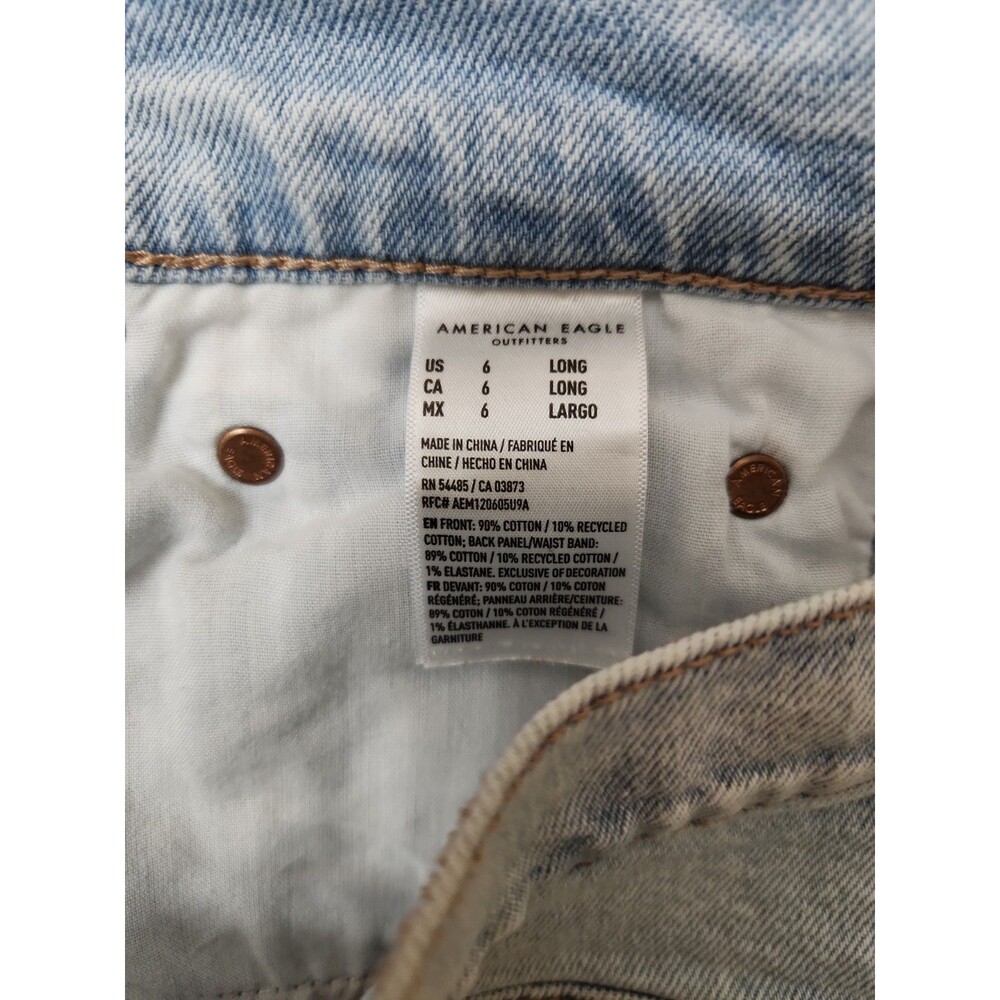 American Eagle Baggy Straight Jeans Womens 6 Long Blue Light Wash Strigid - Picture 10 of 11